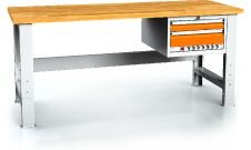 Pracovní stůl alcera PROFI - deska - noha - noha - závěsný kontejner 700 - 1055 x 2000 x 700